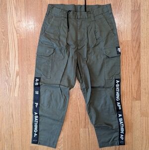 Bape Olive Cargo Pants with Black Accents